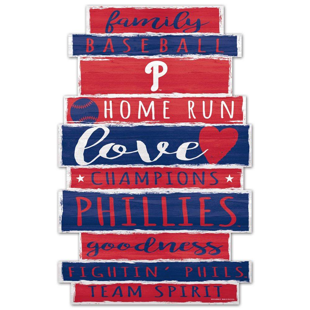 Philadelphia Phillies Sign 11x17 Wood Family Word Design - ToylandEU