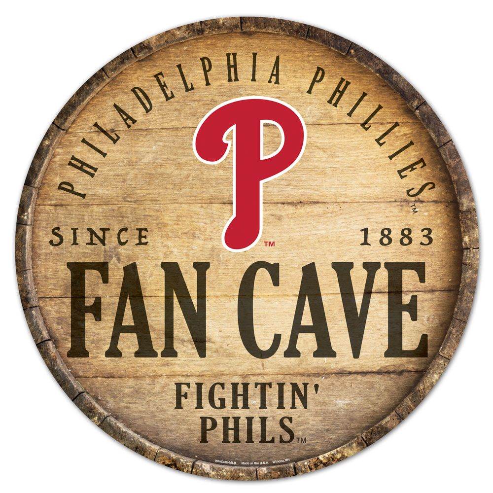 Philadelphia Phillies Wood Sign 14 Inch Round Barrel Top - ToylandEU