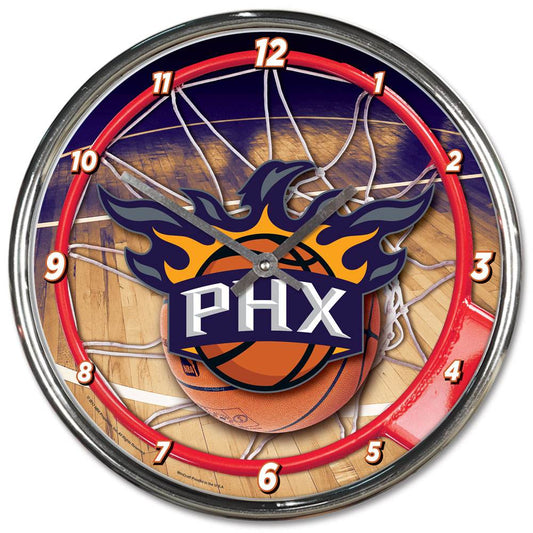 Phoenix Suns Round Wall Clock Chrome Finish 12 Inch - ToylandEU