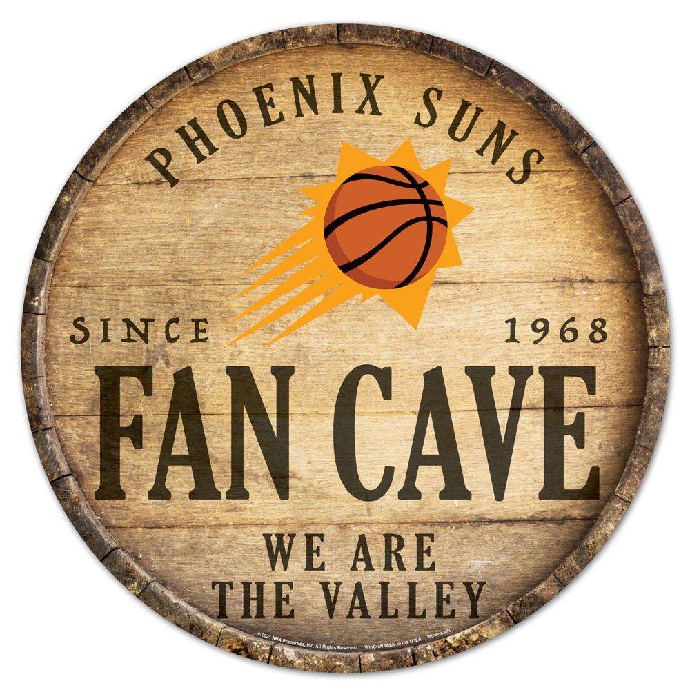 Phoenix Suns Wood Sign 14 Inch Round Barrel Top Decor - ToylandEU