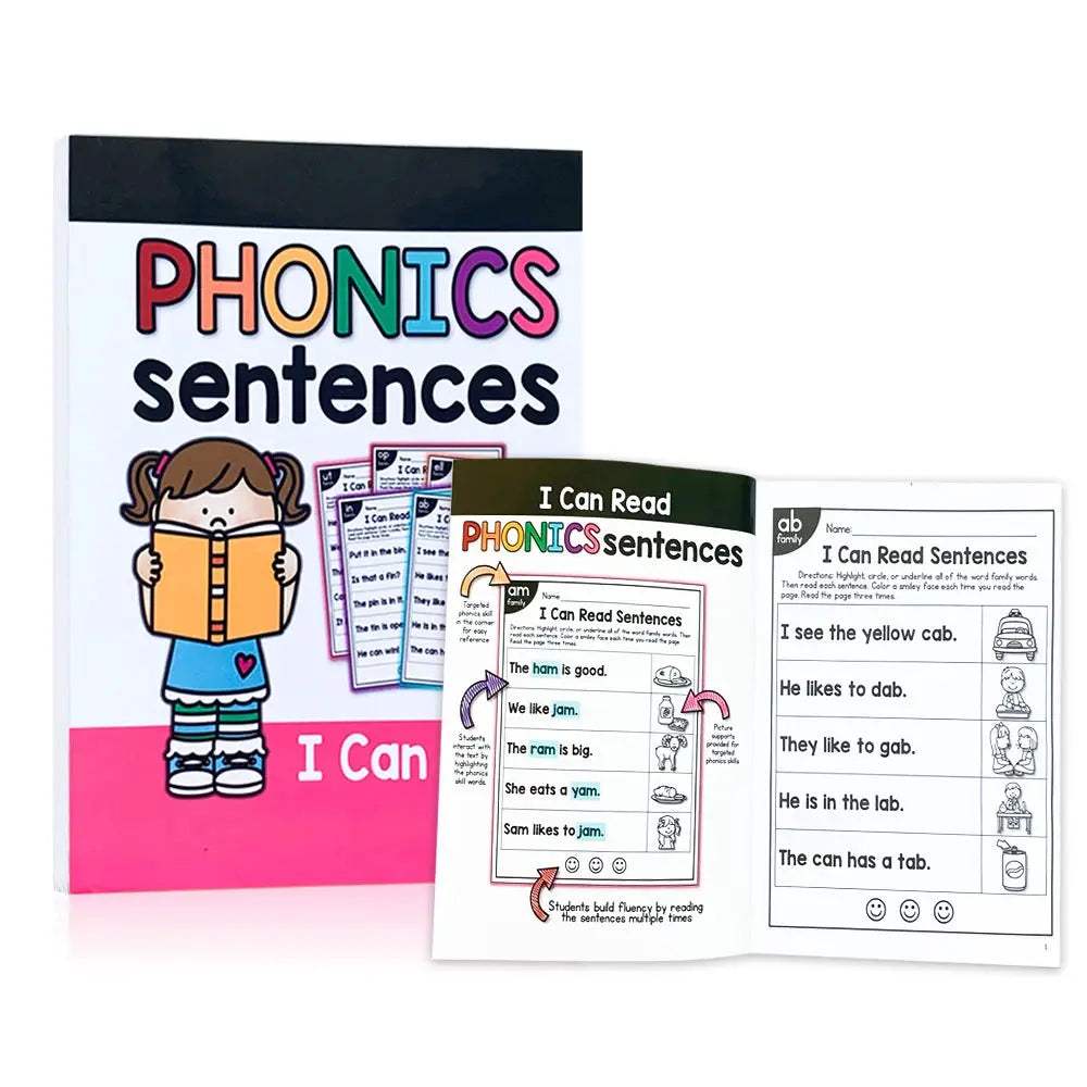 Kids Children English Exercise Book Phonics Educational Workbook I Can Read Sentences Training Teacher Teaching Aids Montessori - ToylandEU