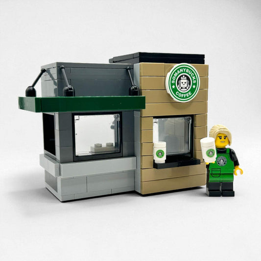 Somanybucks Coffee Stand With Barista Minifig | Brick Build | B3 Customs