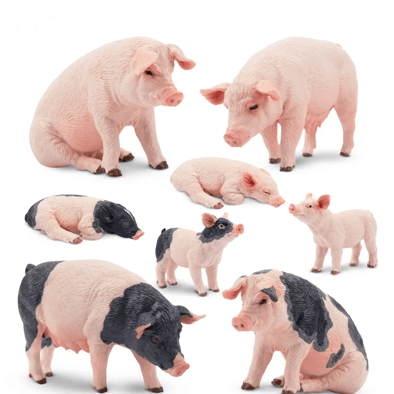 Pig Farm Animal Figures 8 Pieces Mini PVC Toylandeu™ 