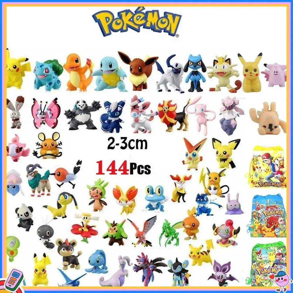 Pikachu Action Figures Set 144 Mini Figures For Kids - ToylandEU
