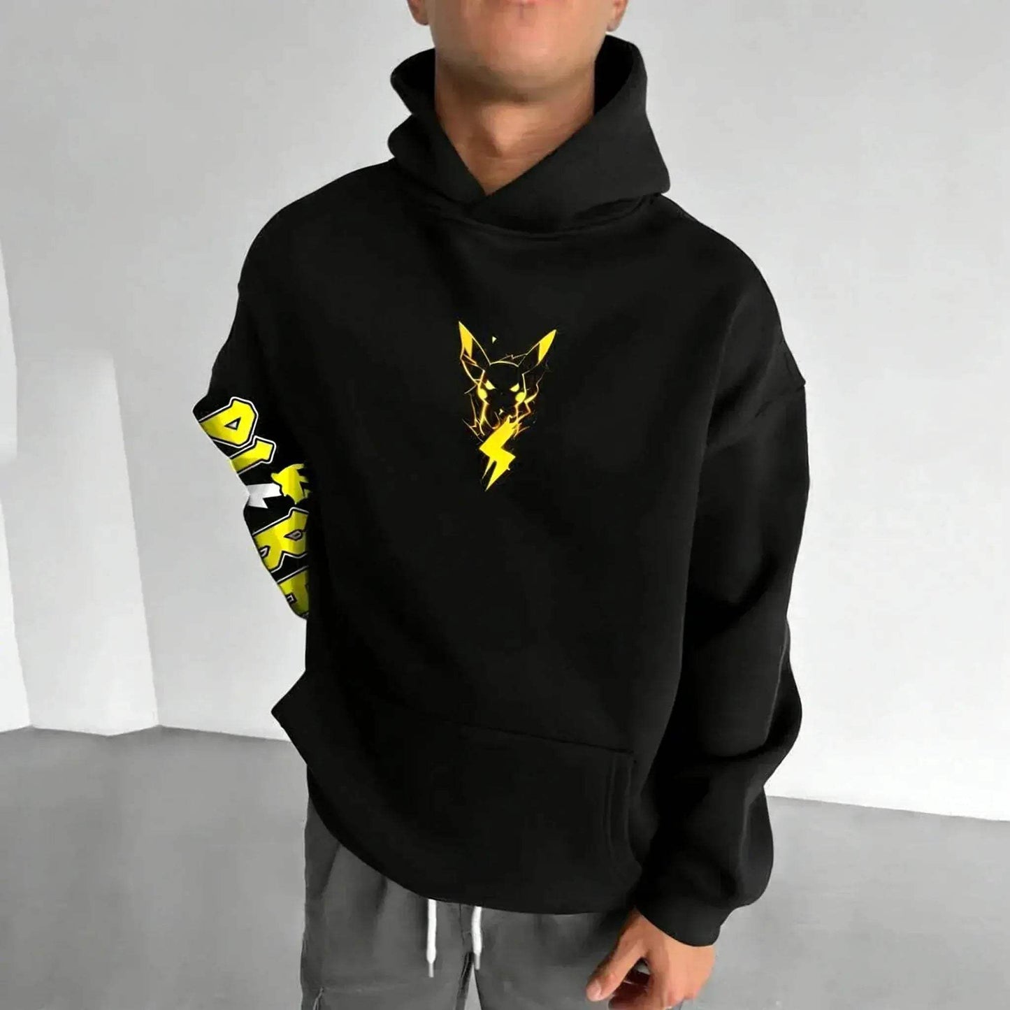 Pikachu Hoodie And Harajuku Pants Set Character Print Pokemon Streetwear - ToylandEU