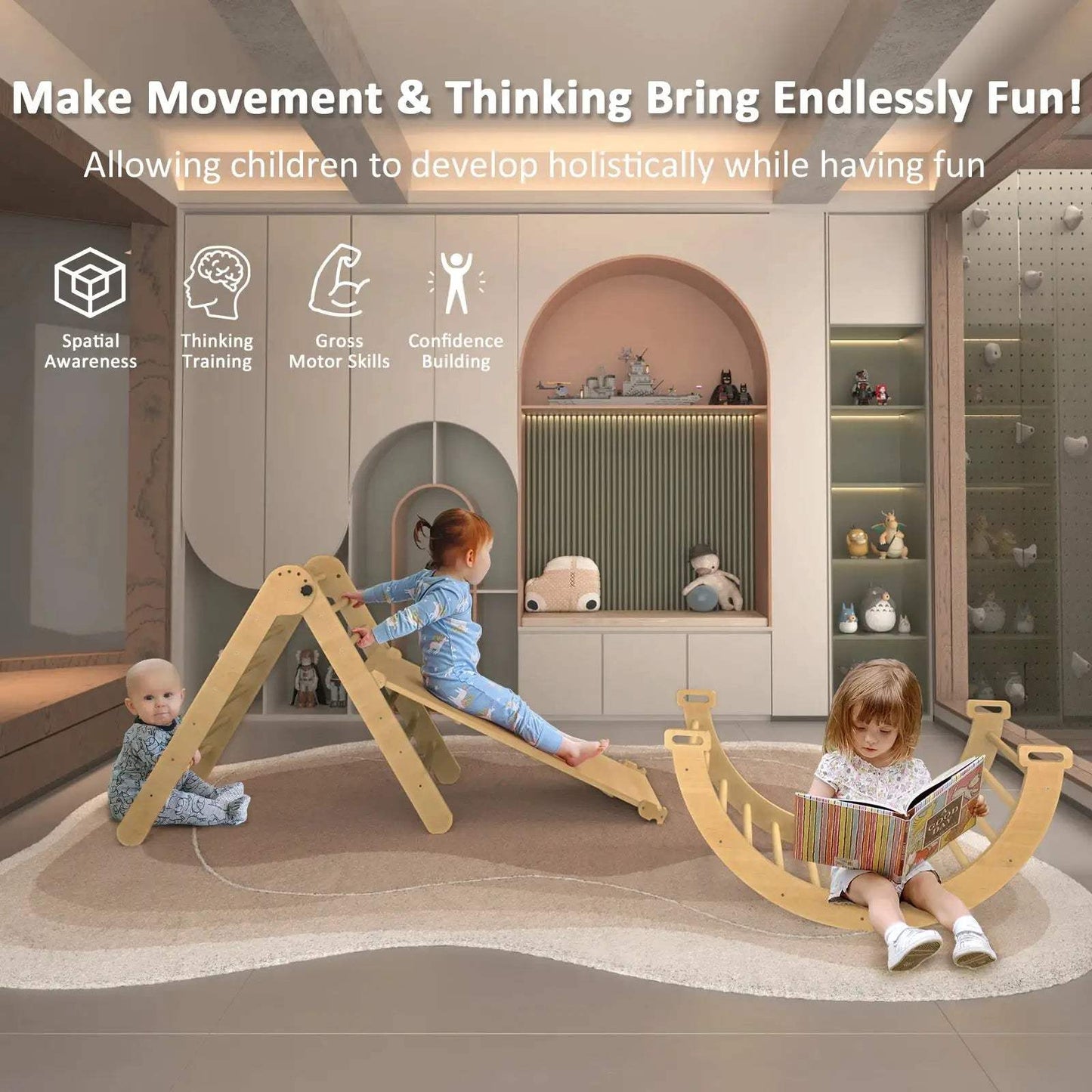  Pikler Triangle Montessori Climbing Toy Set 5 In 1 -  ToylandEU™