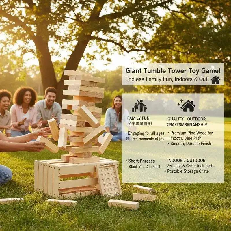  Pine Wood 60 Block Giant Tumble Tower With Crate -  ToylandEU™