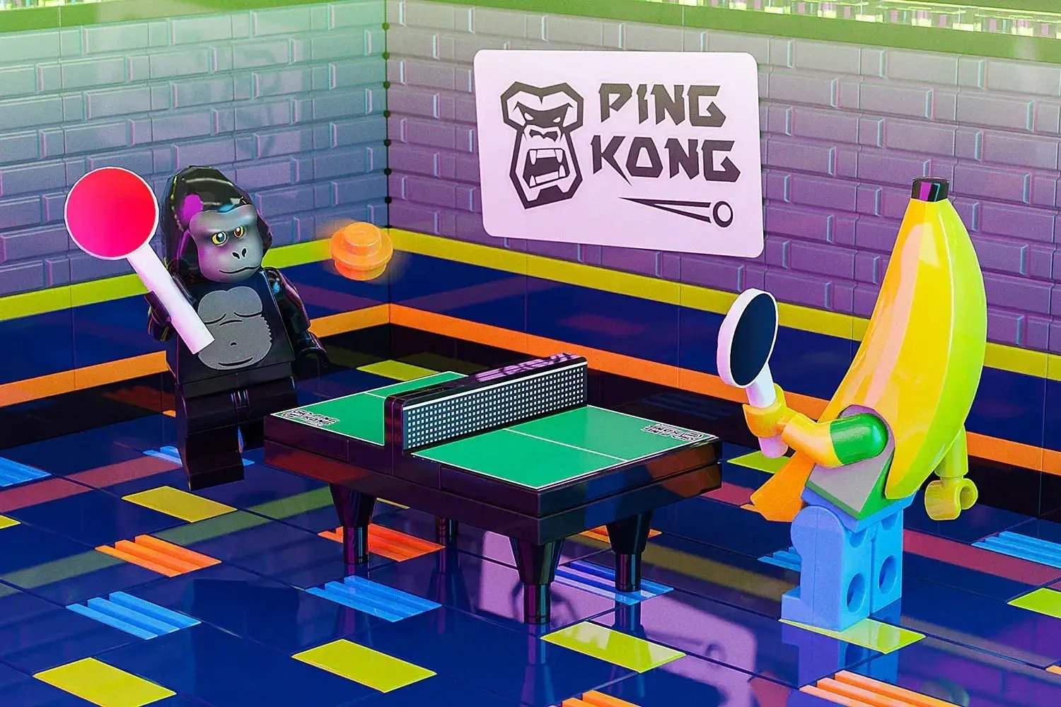 Lego Ping Pong Table Figure Scale Built From Authentic Lego Bricks With Custom Decals - ToylandEU