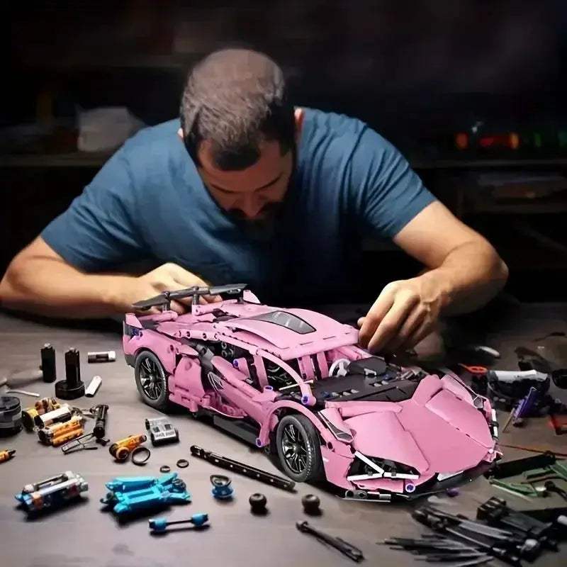 Pink 1234-Piece Racing Car Building Blocks Set Premium ABS Gift - ToylandEU