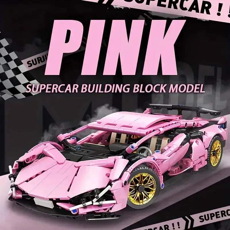 Pink 1234-Piece Racing Car Building Blocks Set Premium ABS Gift - ToylandEU