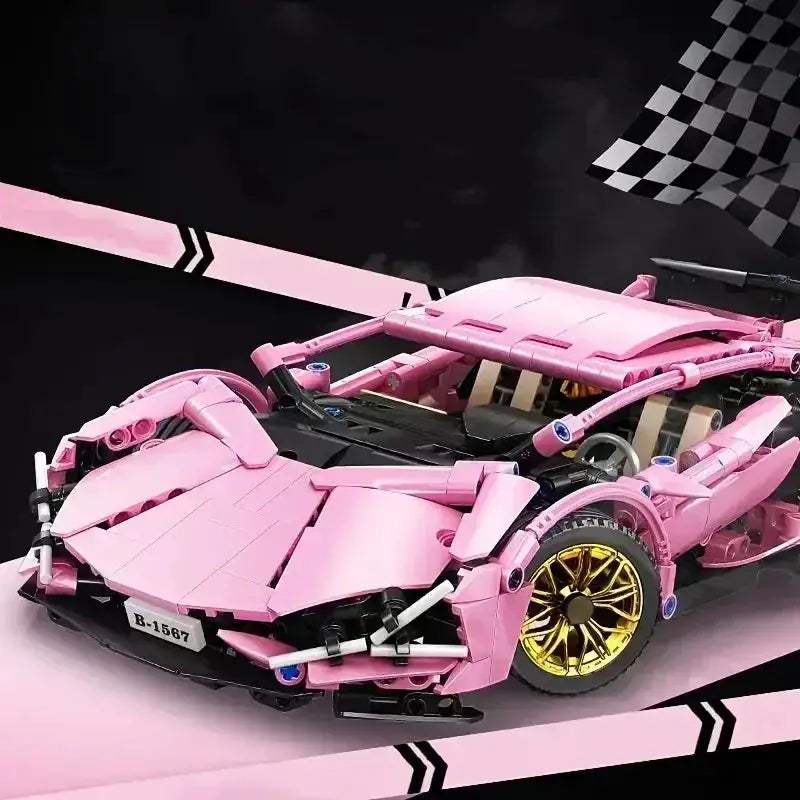 Pink 1234-Piece Racing Car Building Blocks Set Premium ABS Gift - ToylandEU