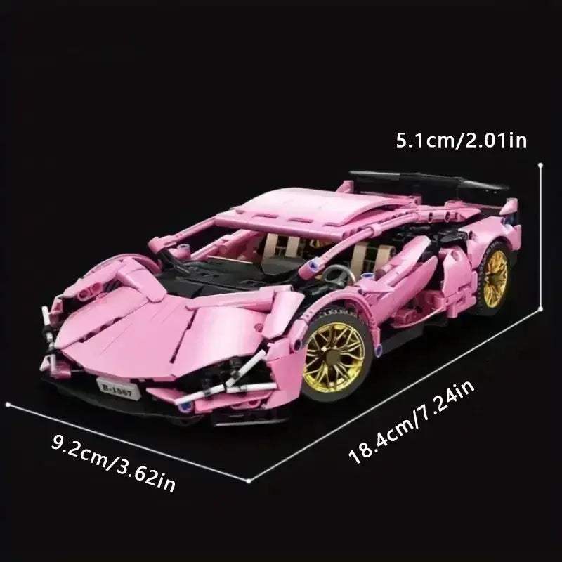 Pink 1234-Piece Racing Car Building Blocks Set Premium ABS Gift - ToylandEU