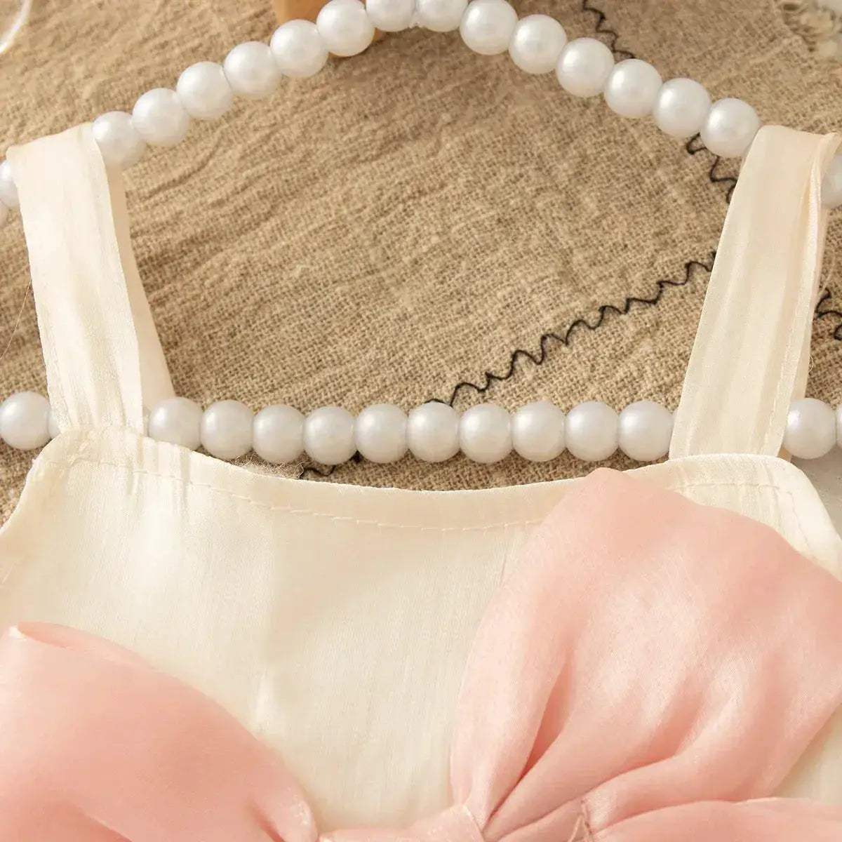 Pink Baby Girl Dress With Bow Suspender For Party Wedding - ToylandEU