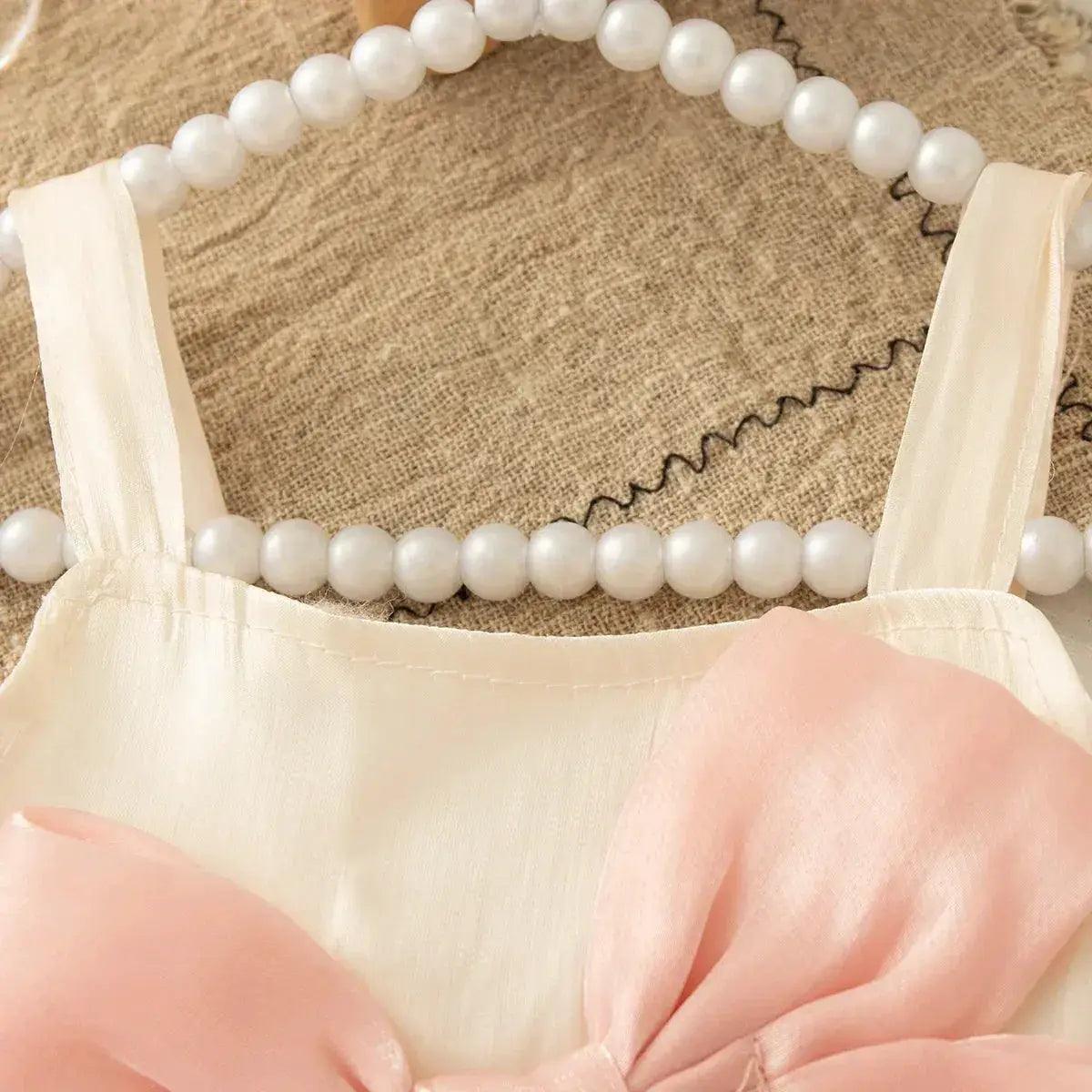  Pink Baby Girl Dress With Bow Suspender Wedding -  ToylandEU™