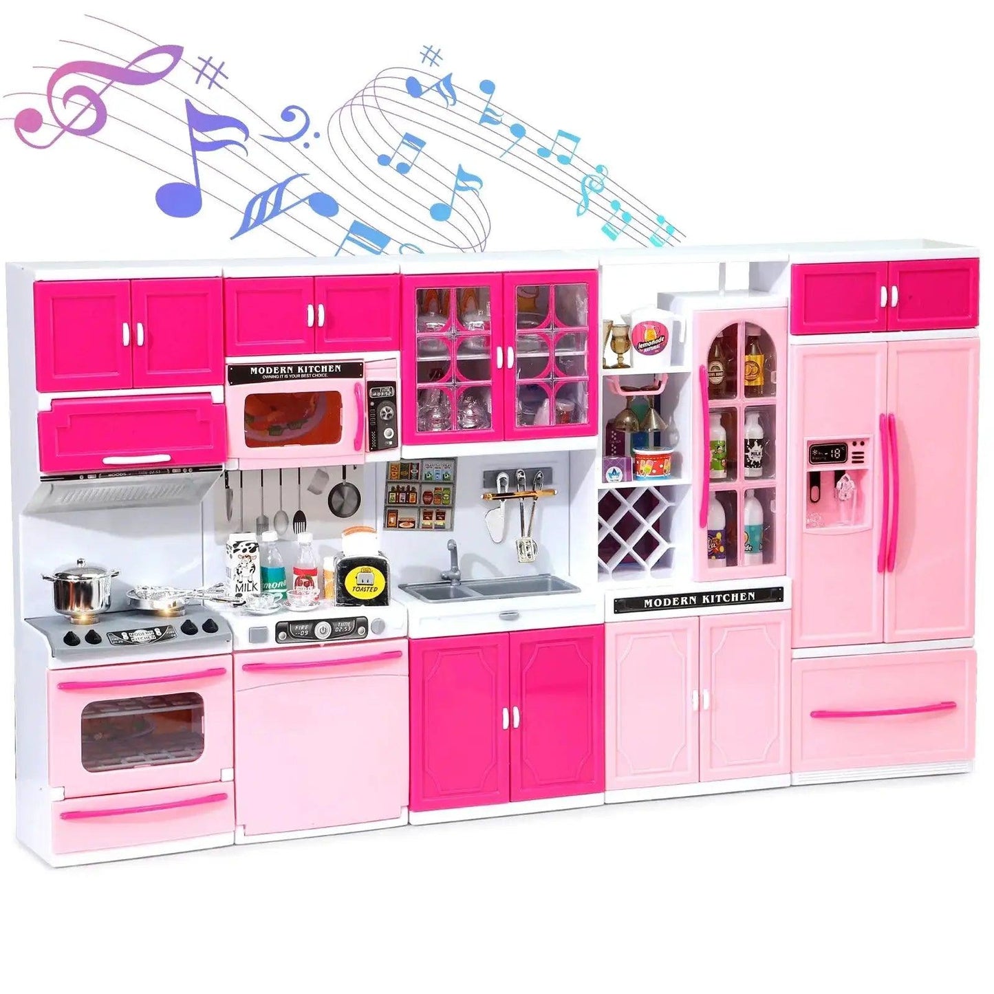  Pink Kitchen Pretend Playset With Lights Realistic -  ToylandEU™