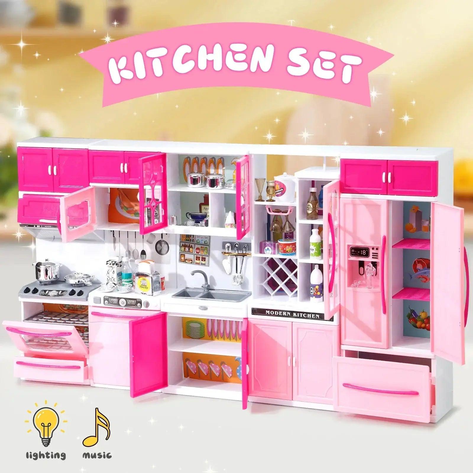  Pink Kitchen Pretend Playset With Lights Realistic -  ToylandEU™