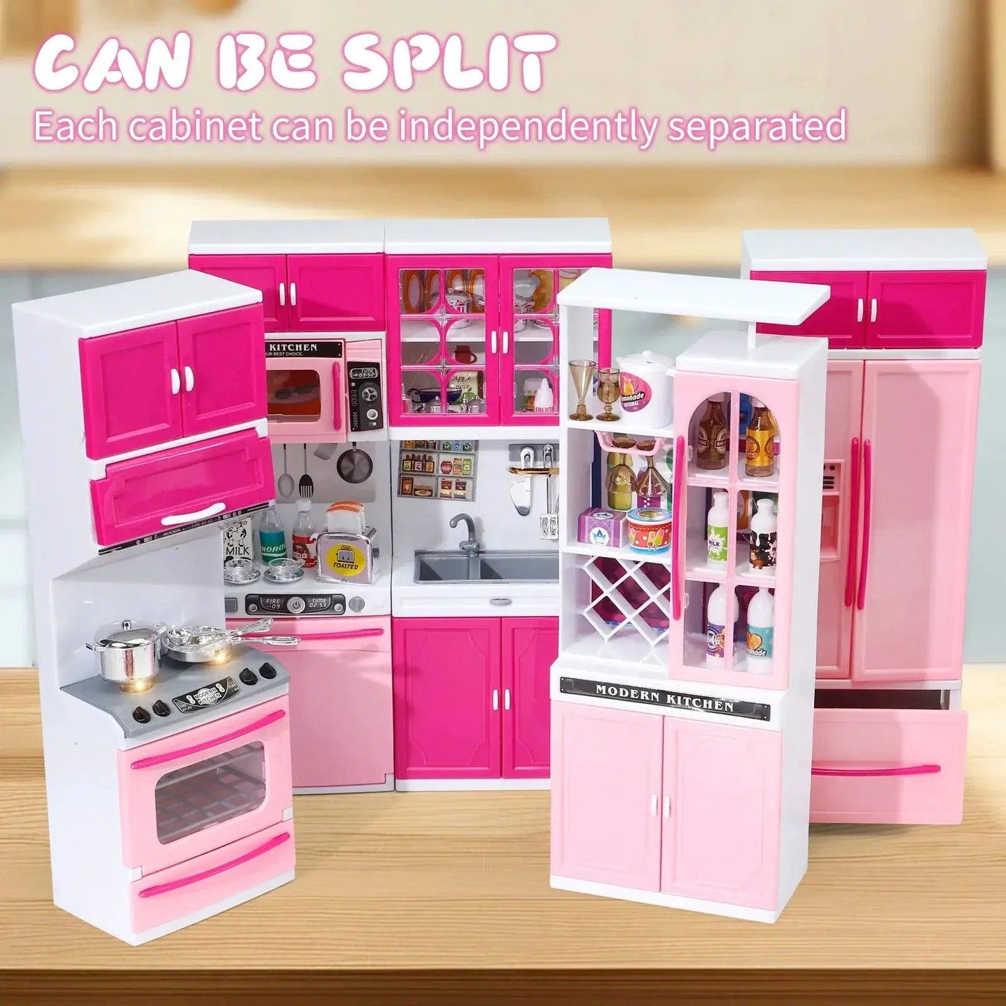  Pink Kitchen Pretend Playset With Lights Realistic -  ToylandEU™