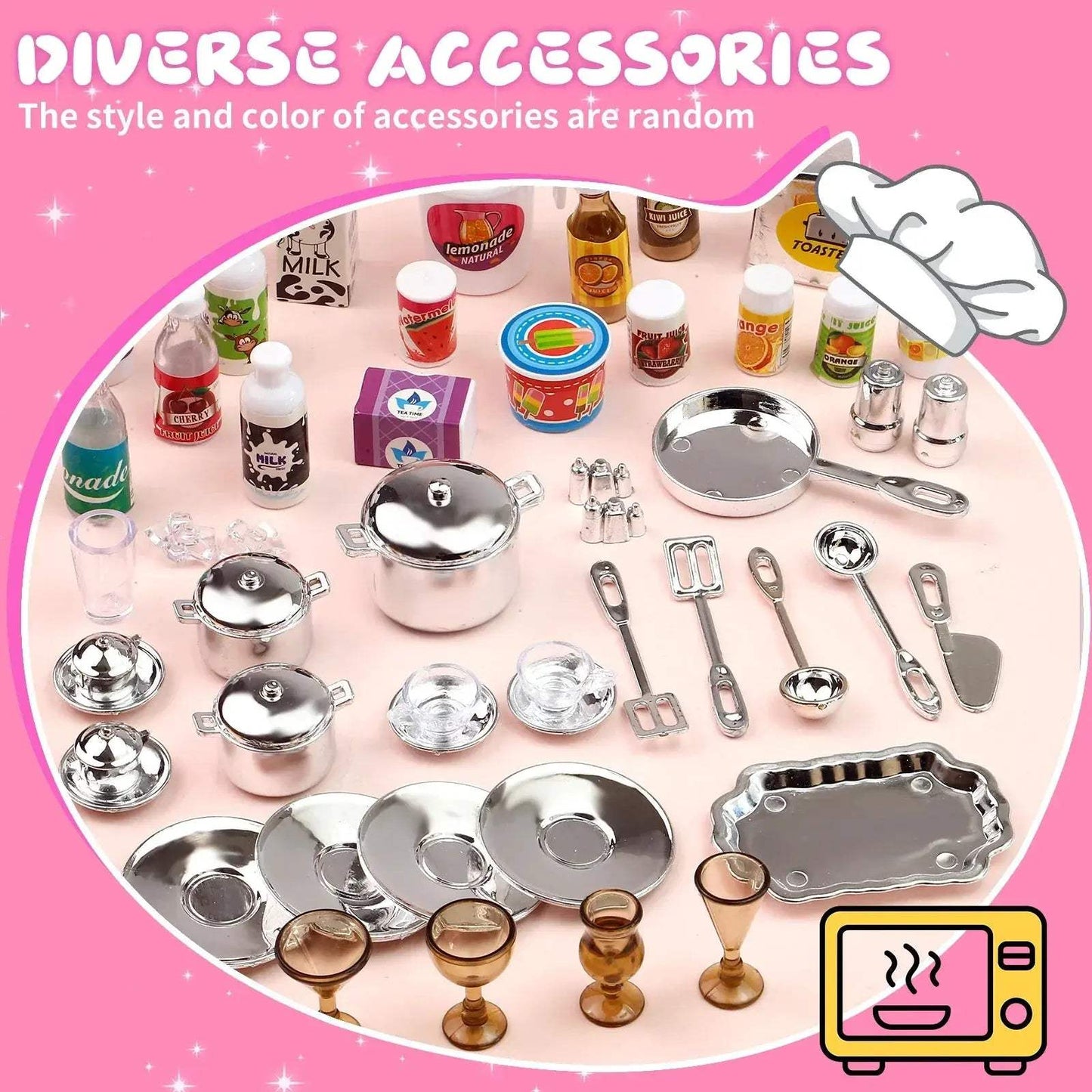  Pink Kitchen Pretend Playset With Lights Realistic -  ToylandEU™