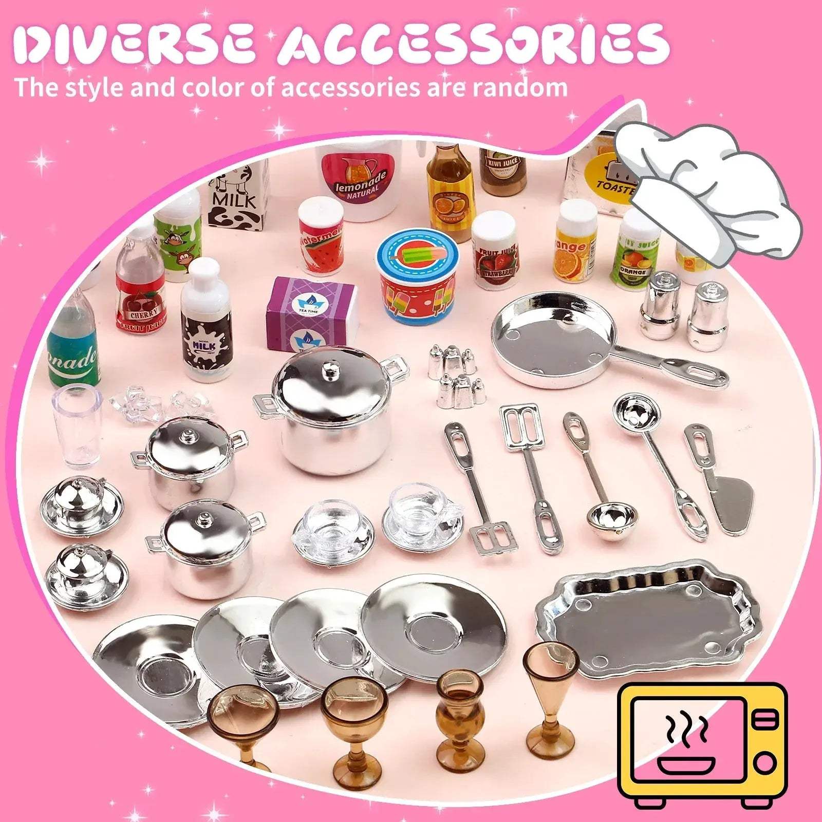  Pink Kitchen Pretend Playset With Lights Realistic -  ToylandEU™