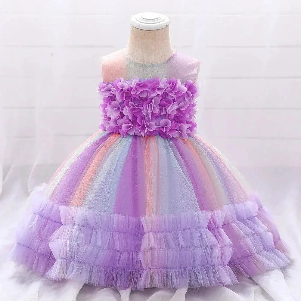 Pink Lace Baby Girl First Birthday Dress Sequin Bow -  ToylandEU™
