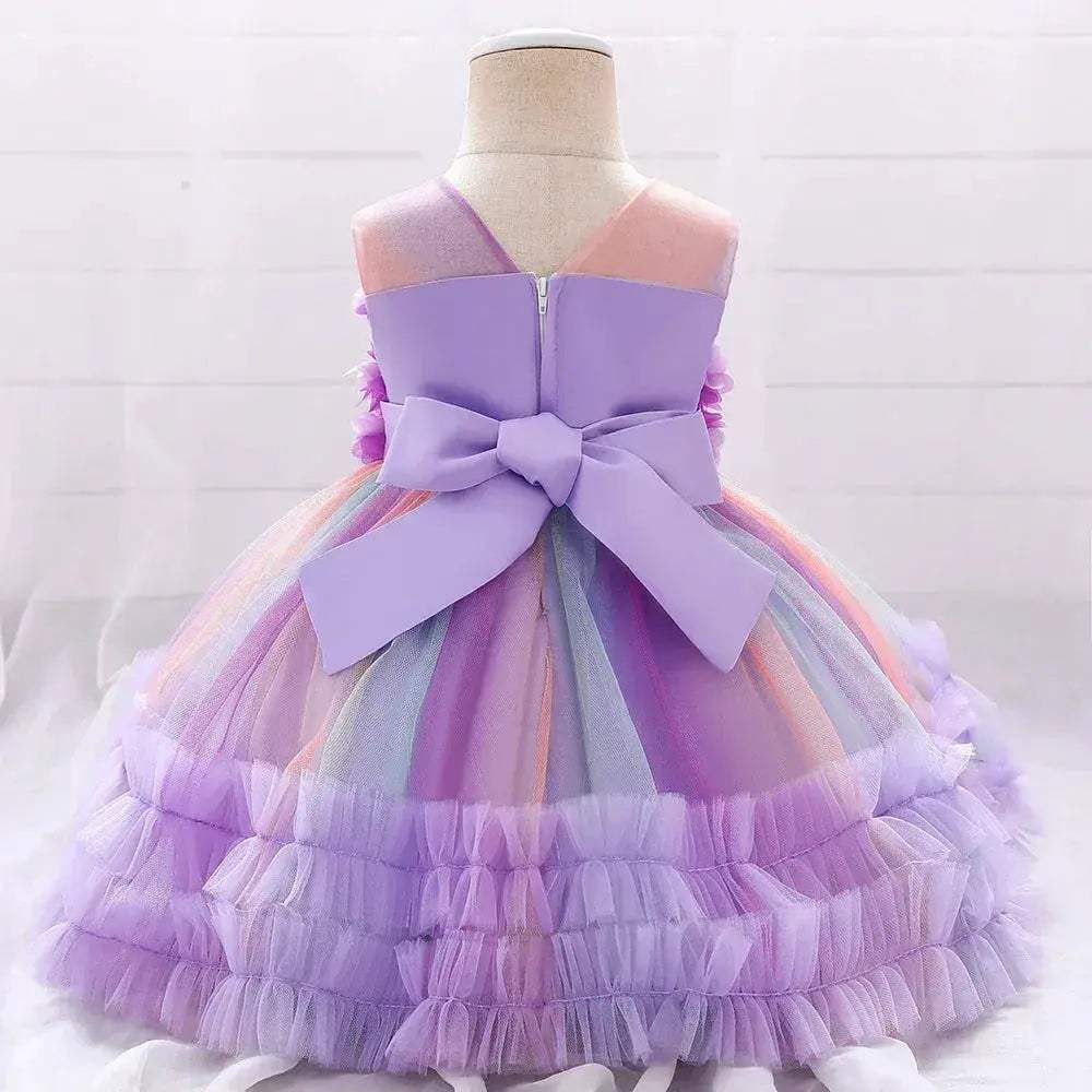  Pink Lace Baby Girl First Birthday Dress Sequin Bow -  ToylandEU™