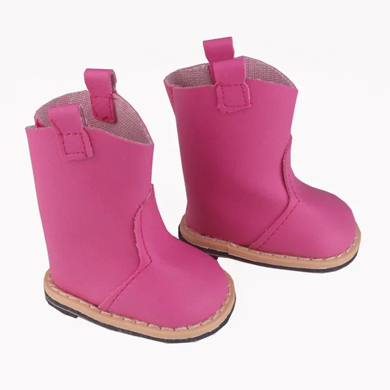 Pink Leather Doll Boots 7cm for 18 Inch Dolls Denim - ToylandEU