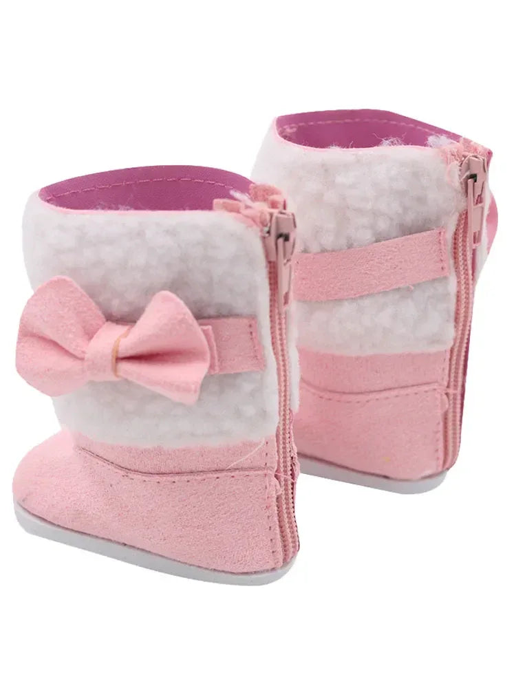 Pink Leather Doll Boots 7cm for 18 Inch Dolls Denim - ToylandEU