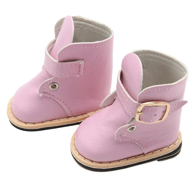 Pink Leather Doll Boots 7cm for 18 Inch Dolls Denim - ToylandEU