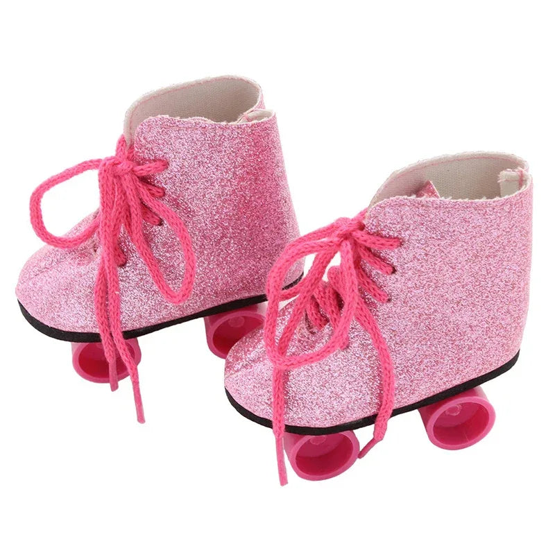 Pink Leather Doll Boots 7cm for 18 Inch Dolls Denim - ToylandEU