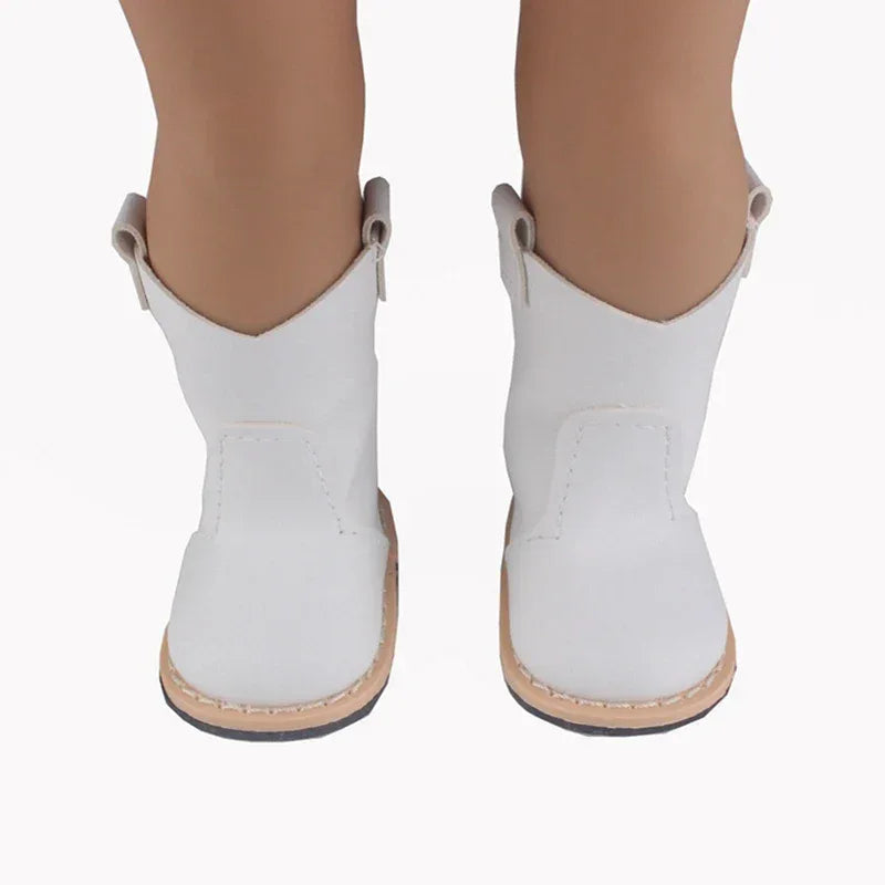 Pink Leather Doll Boots 7cm for 18 Inch Dolls Denim - ToylandEU