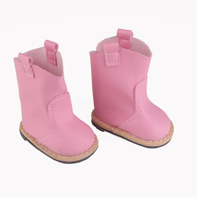 Pink Leather Doll Boots 7cm for 18 Inch Dolls Denim - ToylandEU