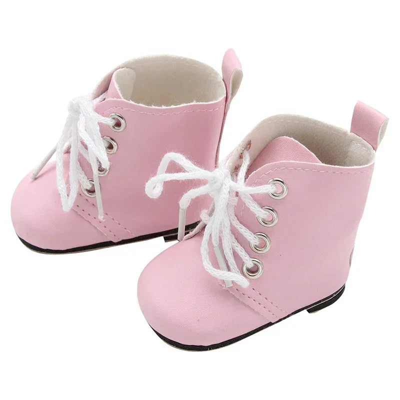 Pink Leather Doll Boots 7cm for 18 Inch Dolls Denim - ToylandEU