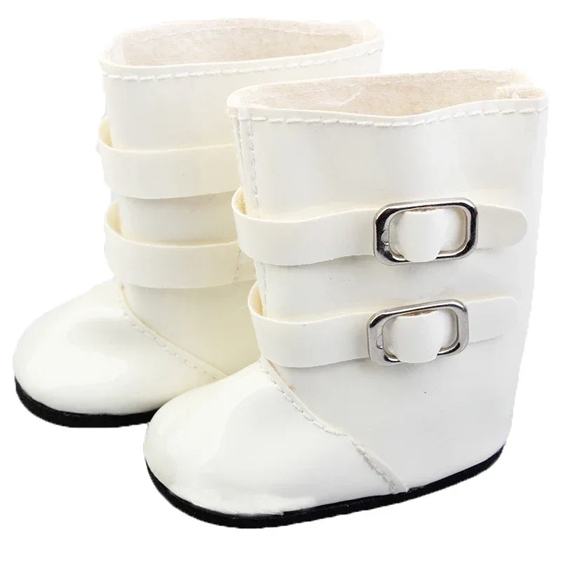 Pink Leather Doll Boots 7cm for 18 Inch Dolls Denim - ToylandEU