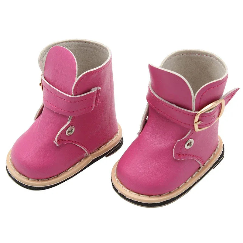 Pink Leather Doll Boots 7cm for 18 Inch Dolls Denim - ToylandEU