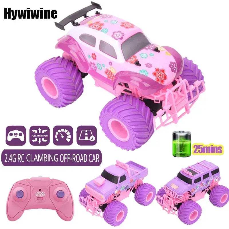 Pink RC Car Remote Control Truck DropResistant Climbing Stunt Toy - ToylandEU