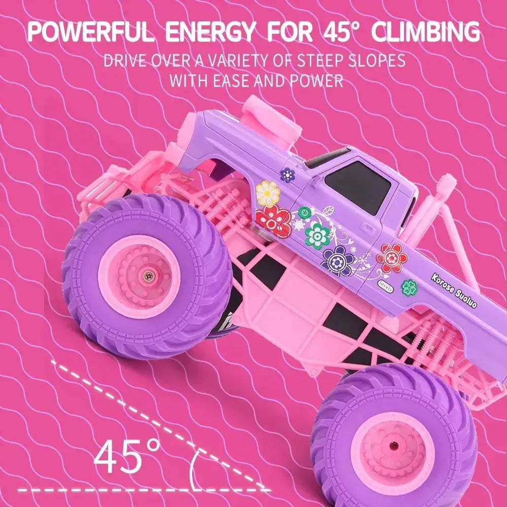 Pink RC Car Remote Control Truck DropResistant Climbing Stunt Toy - ToylandEU