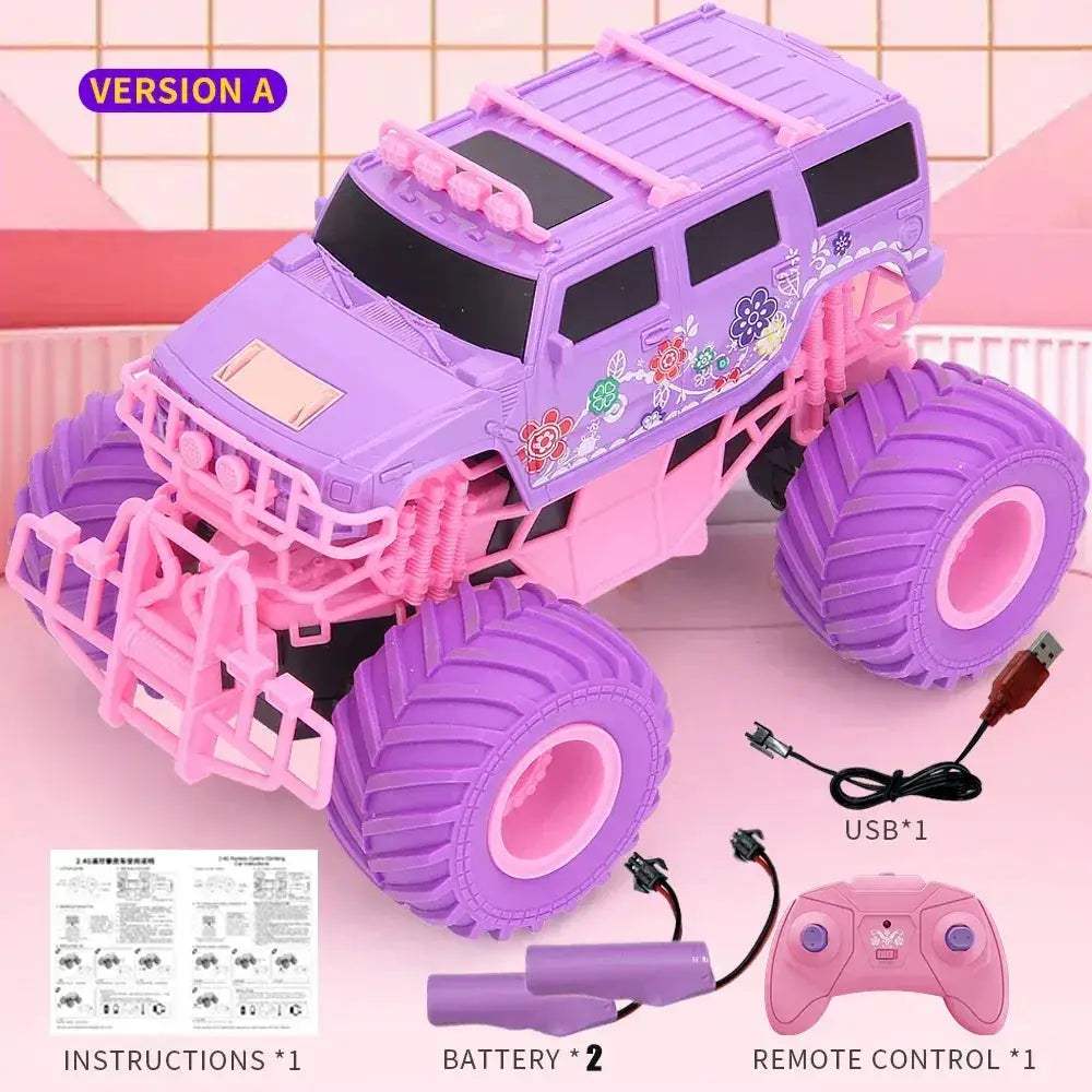 Pink RC Car Remote Control Truck DropResistant Climbing Stunt Toy - ToylandEU