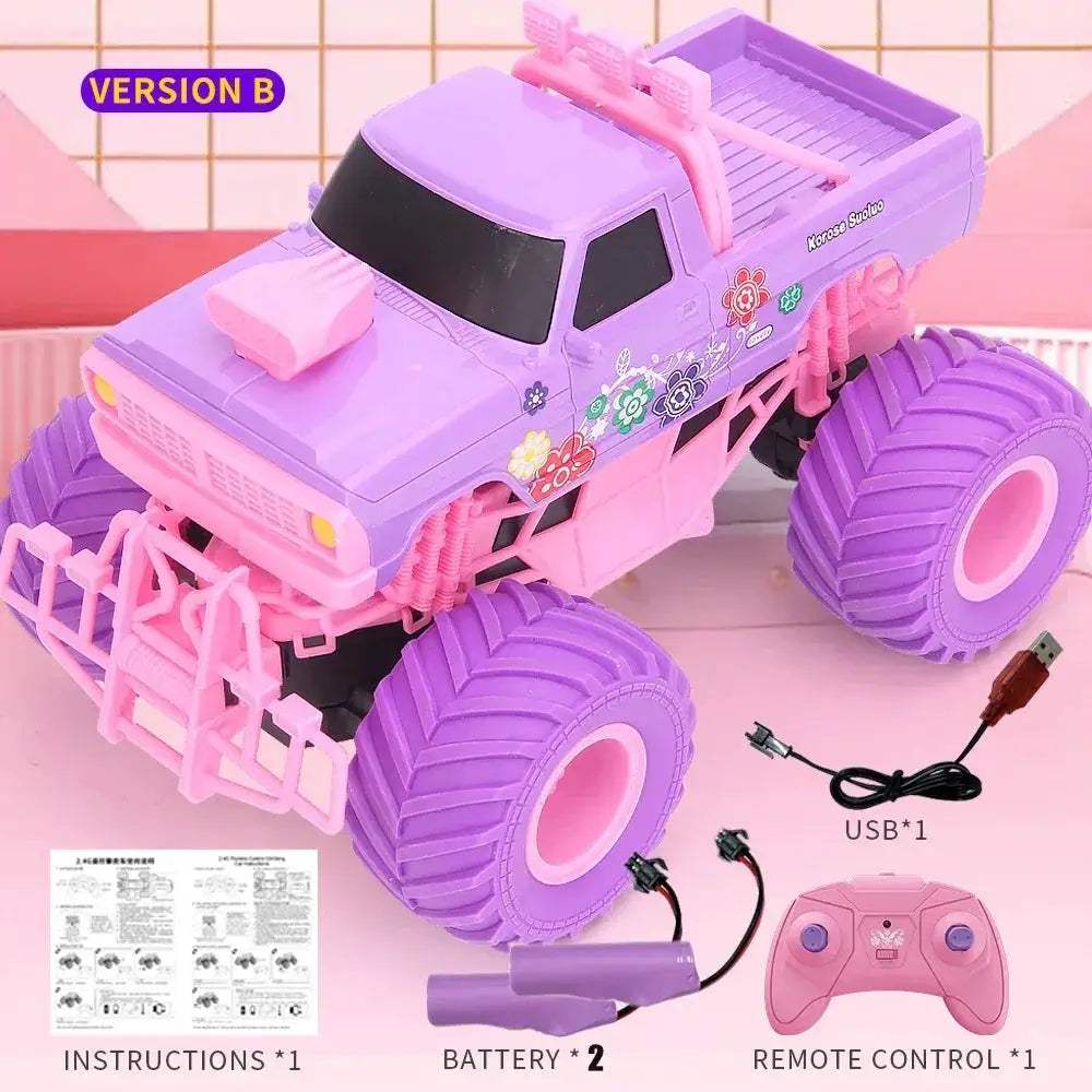 Pink RC Car Remote Control Truck DropResistant Climbing Stunt Toy - ToylandEU