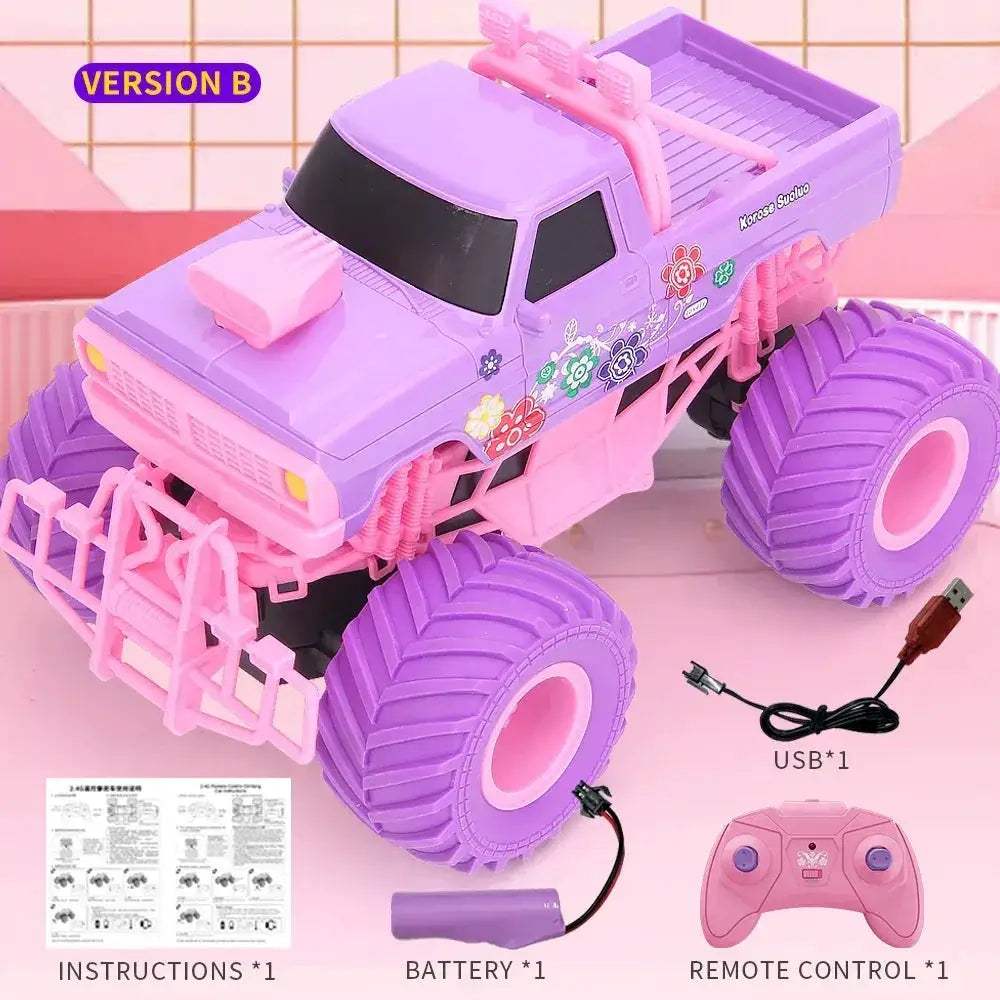 Pink RC Car Remote Control Truck DropResistant Climbing Stunt Toy - ToylandEU