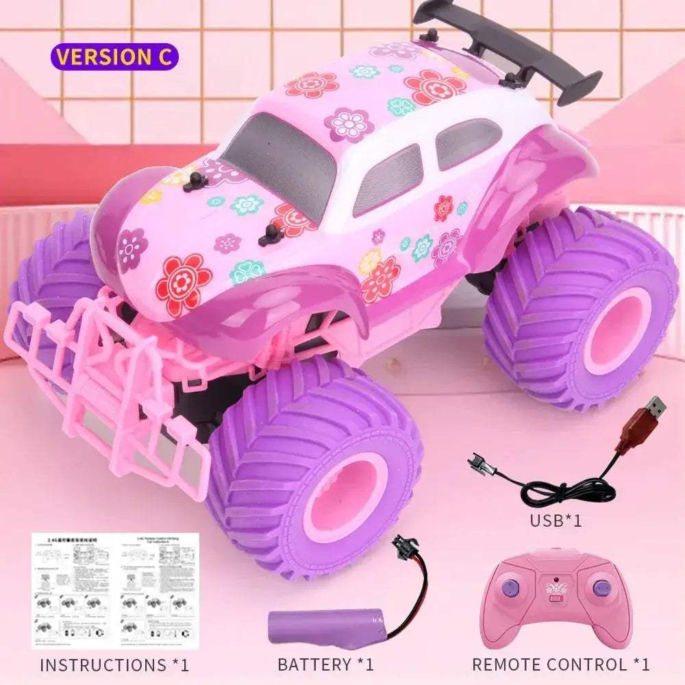 Pink RC Car Remote Control Truck DropResistant Climbing Stunt Toy - ToylandEU