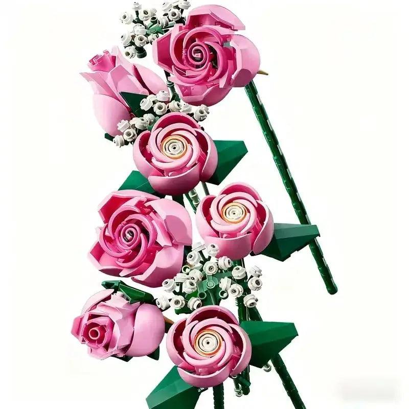  Pink Rose Bouquet Building Blocks Set Christmas STEM -  ToylandEU™
