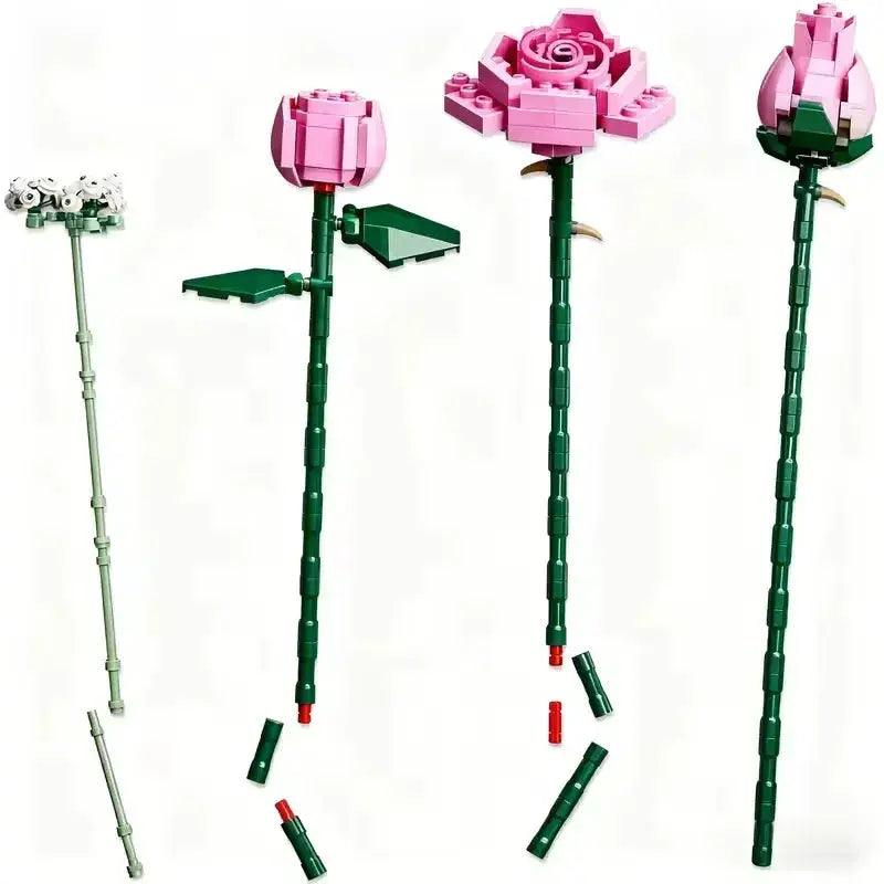 Pink Rose Bouquet Building Blocks Set Christmas STEM -  ToylandEU™
