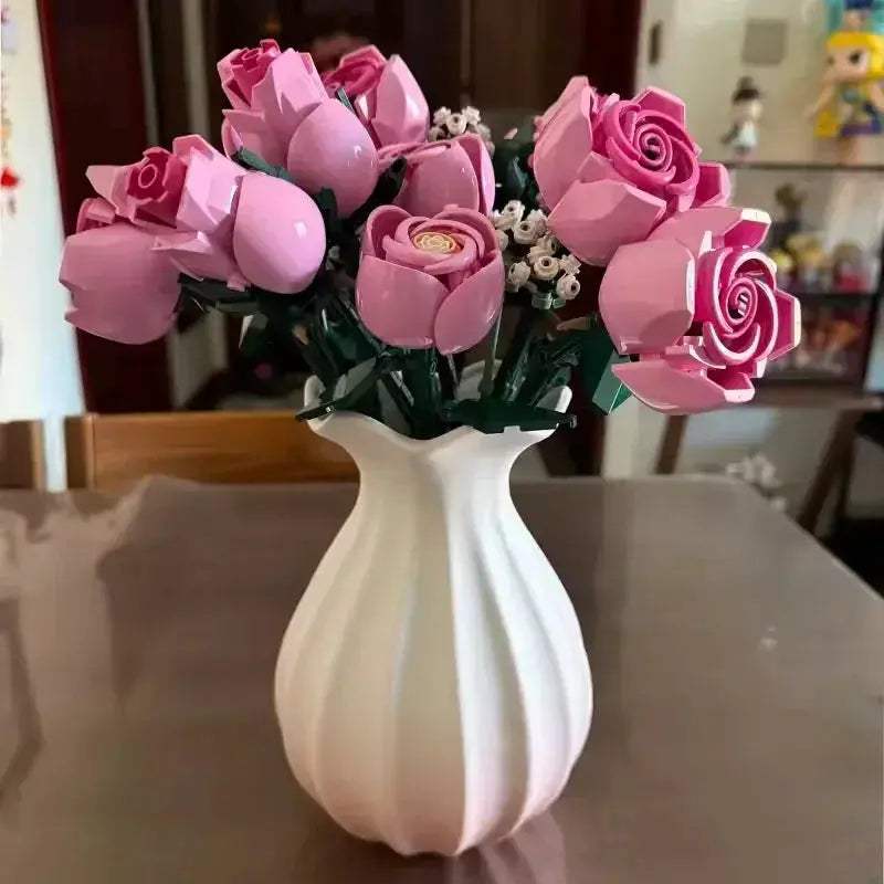 Pink Rose Bouquet Building Blocks Set For Christmas Gift - ToylandEU