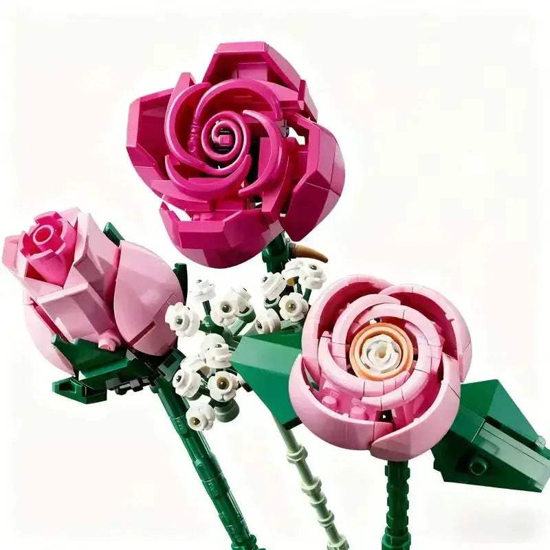 Pink Rose Bouquet Building Blocks Set For Christmas Gift - ToylandEU