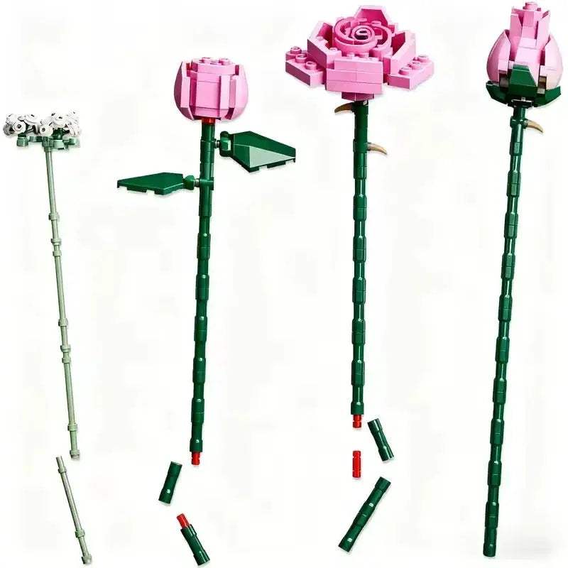Pink Rose Bouquet Building Blocks Set For Christmas Gift - ToylandEU
