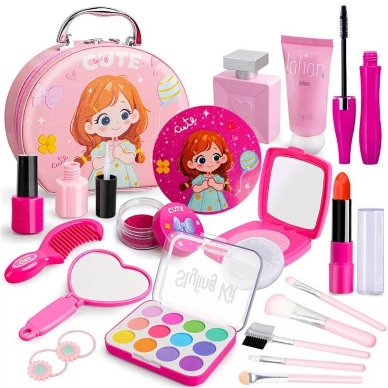Pink Simulation Girl Beauty Play Game Cosmetics Bag Toy Set Educational Makeup Nail Paint Lipstick Toys for Kids Gifts - ToylandEU