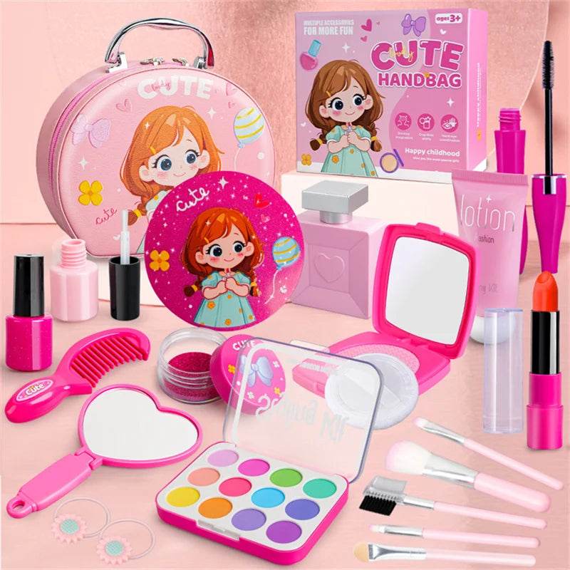 Pink Simulation Girl Beauty Play Game Cosmetics Bag Toy Set Educational Makeup Nail Paint Lipstick Toys for Kids Gifts - ToylandEU