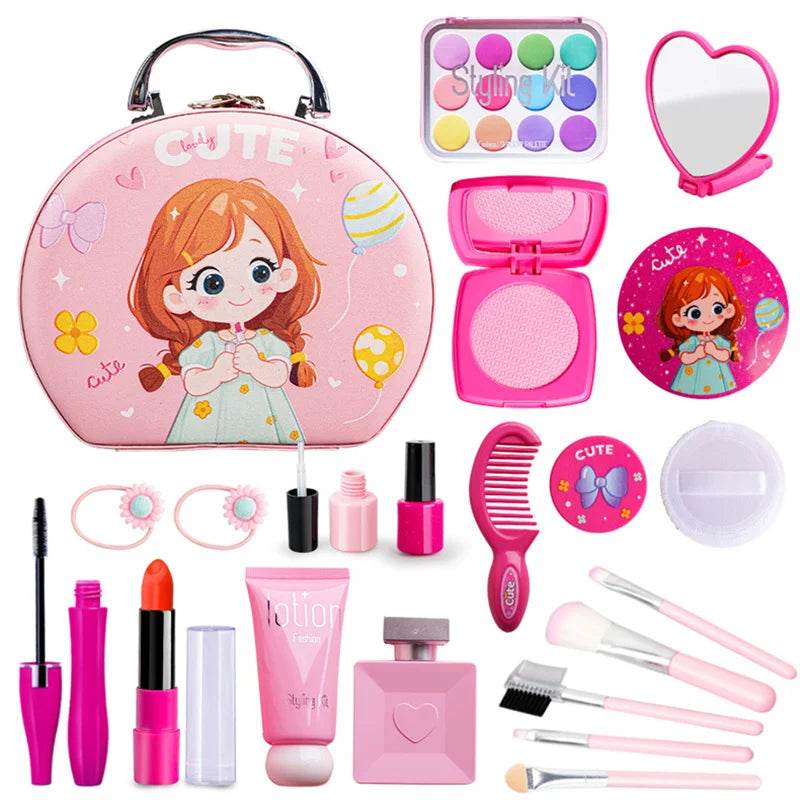 Pink Simulation Girl Beauty Play Game Cosmetics Bag Toy Set Educational Makeup Nail Paint Lipstick Toys for Kids Gifts - ToylandEU