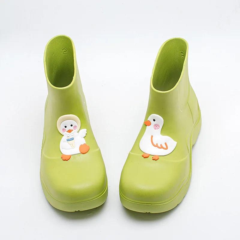 Pink Waterproof Mid Calf Rain Boots | Slip On | Toylandeu
