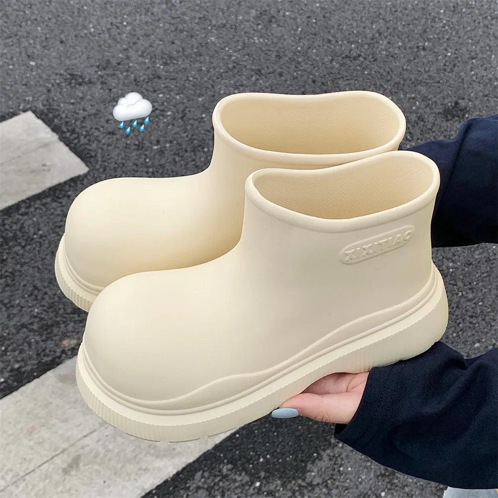 Pink Waterproof Mid Calf Rain Boots | Slip On | Toylandeu